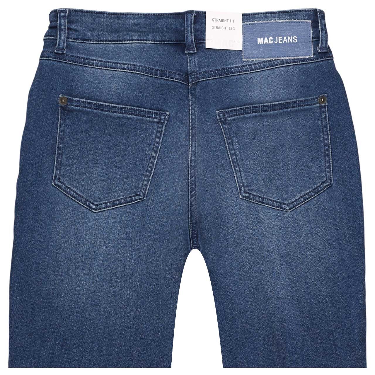 Stretch Damenjeans Melanie von MAC in Blau angewaschen, detaillierte Rückansicht