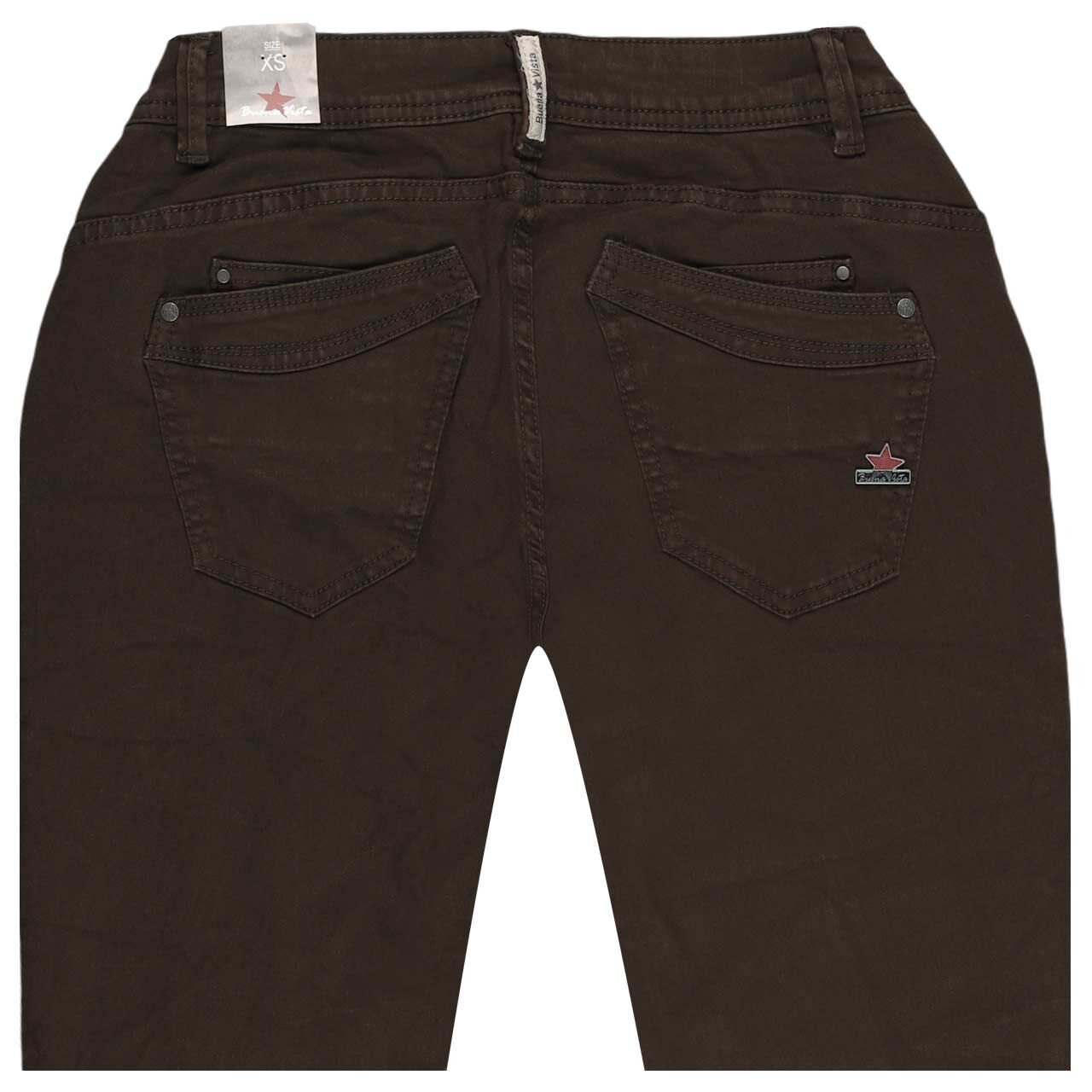 Damen Baumwollhose Malibu Stretch Twill von Buena Vista in Dunkelbraun, detaillierte Rückansicht