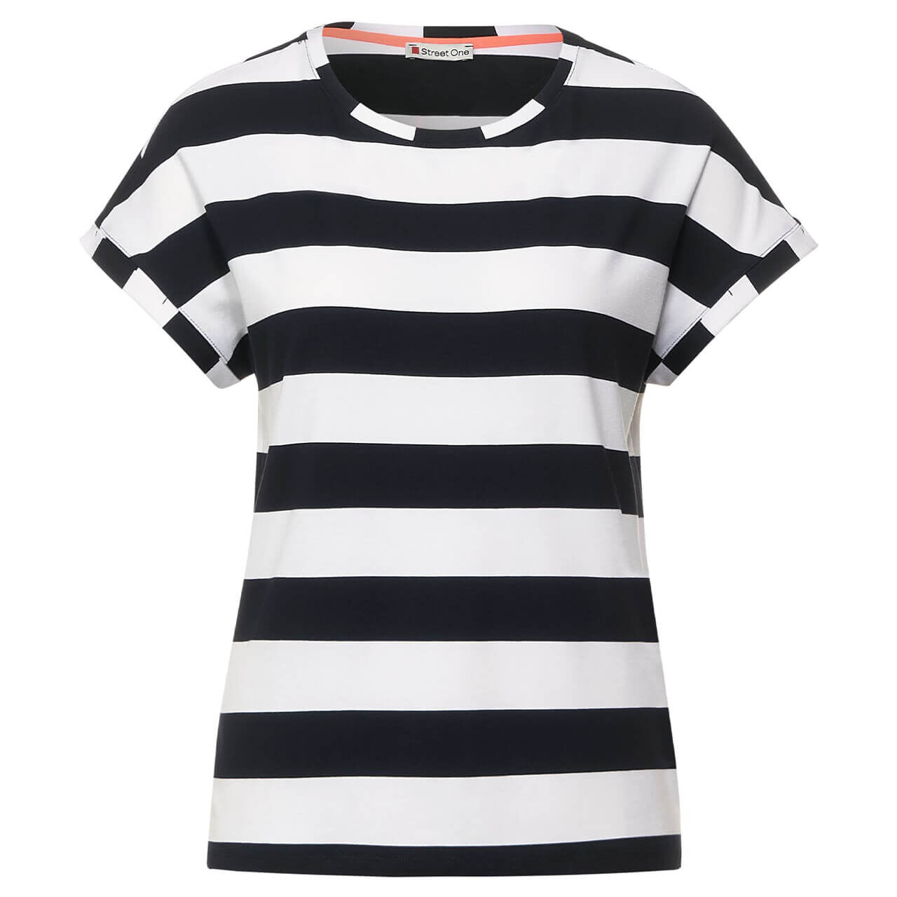 street-one-yds-basic-shirt-gestreift-dunkelblau-weiss-23325-ansicht Street One Basic T-Shirt für Damen in Dunkelblau gestreift, FarbNr.: 23325