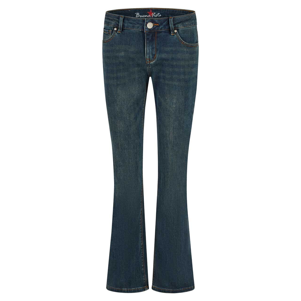 Damenjeans Italy K Bootcut Stretch Denim von Buena Vista in Blau angewaschen, Vorderansicht