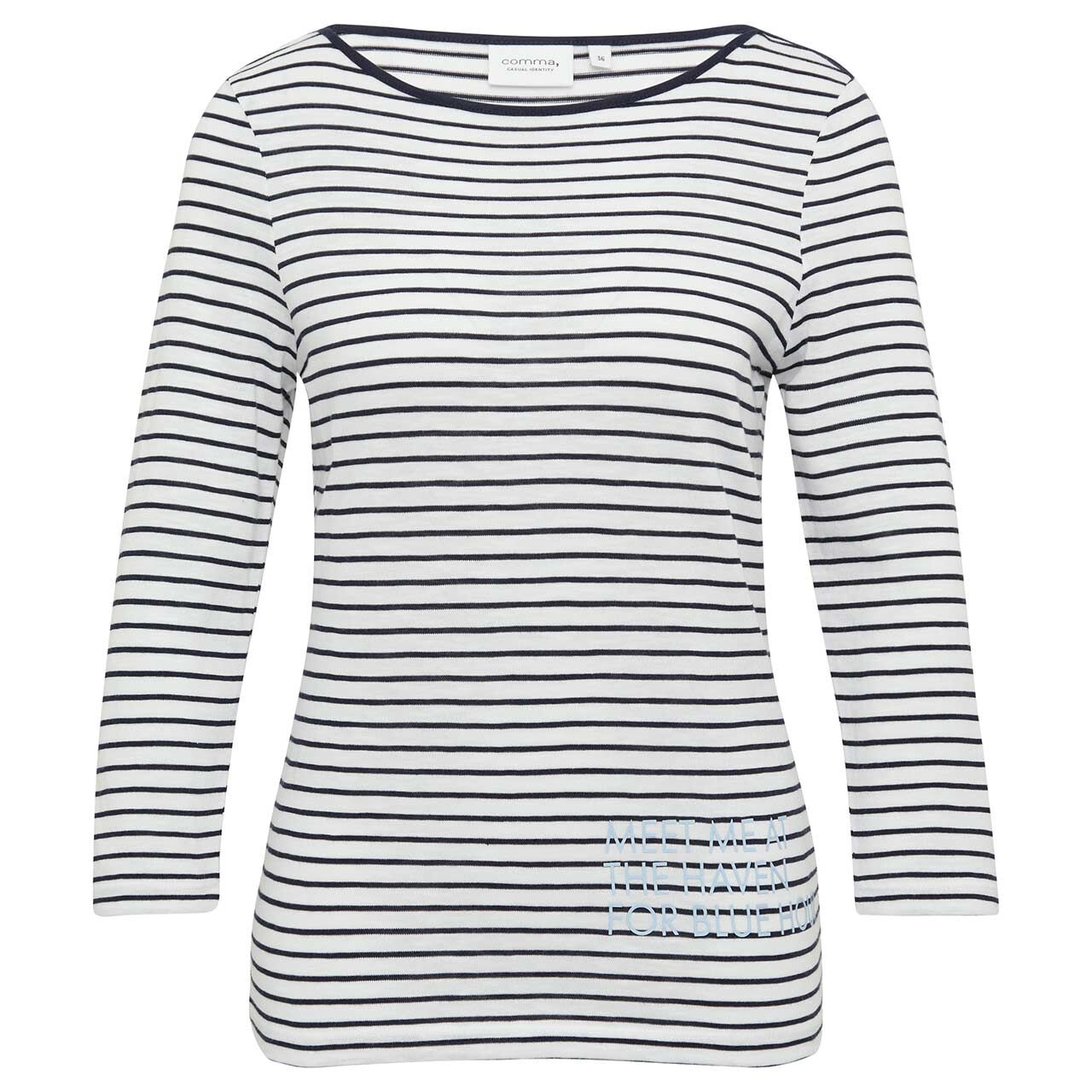 Comma Damen 3/4 Arm Shirt blue stripes