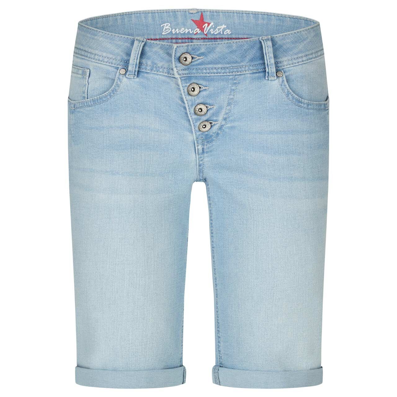 Damenjeans Malibu-Short Stretch Denim von Buena Vista in Hellblau angewaschen, Vorderansicht
