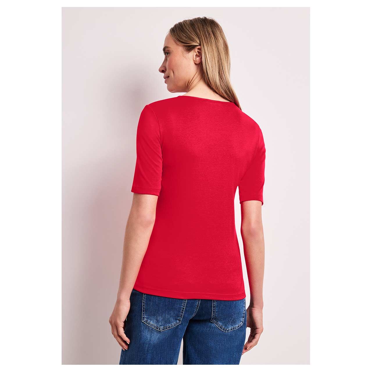 Damen T-Shirt Palmira von Street One in Rot, Rückansicht Model