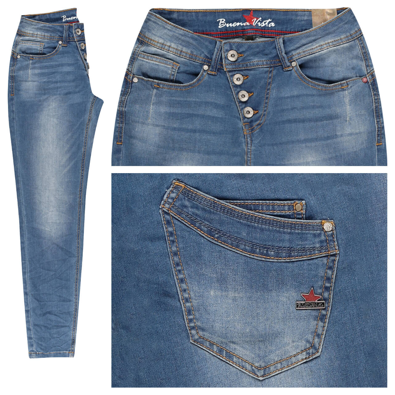 Buena Vista Jeans Malibu 7/8 Cozy Denim middle blue