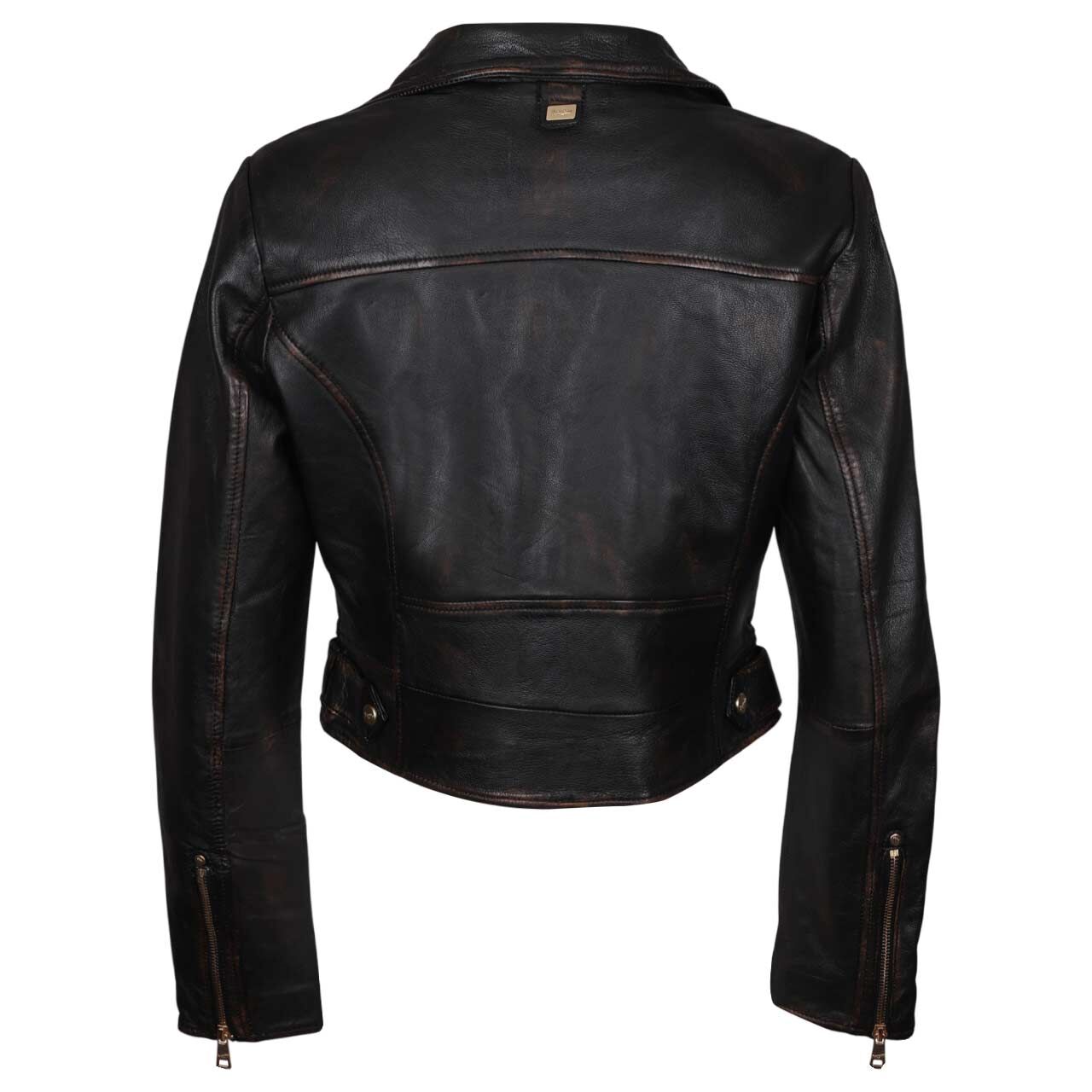 Damen Lederjacke Hazie von Mauritius in Schwarz, Rückansicht