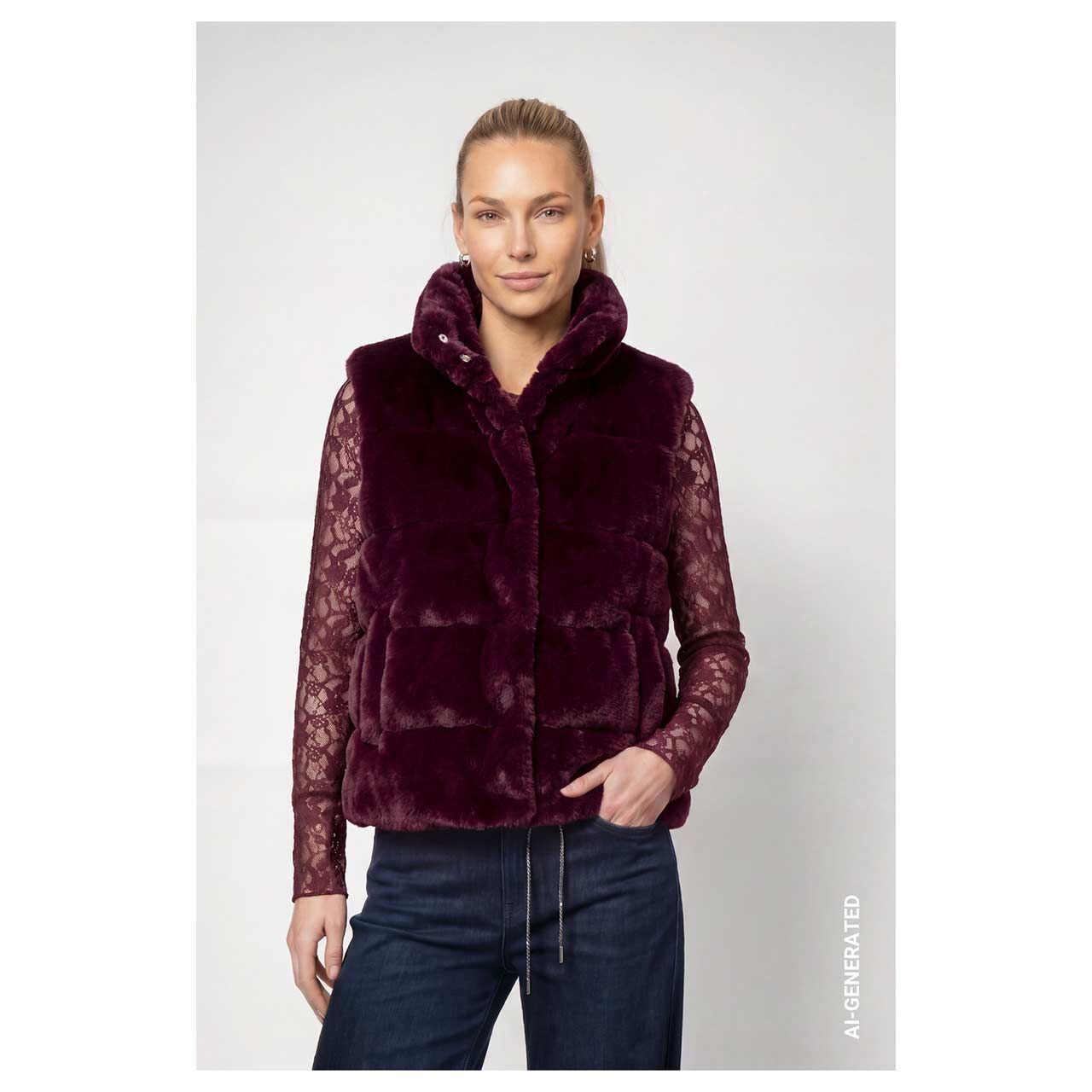 Damen Weste von Monari in Lila, Vorderansicht am Model