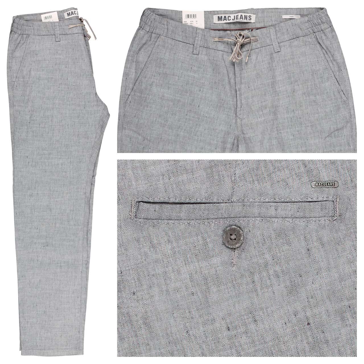 MAC Lennox Sport Chino Leinenhose silver