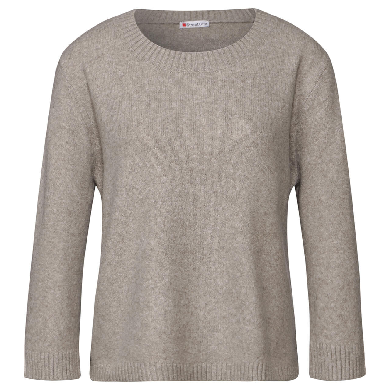 Street One Damen 3/4 Arm Pullover Cosy Round Neck Sweater breezy beige melange Street One Damen 3/4 Arm Pullover Cosy Round Neck Sweater breezy beige melange