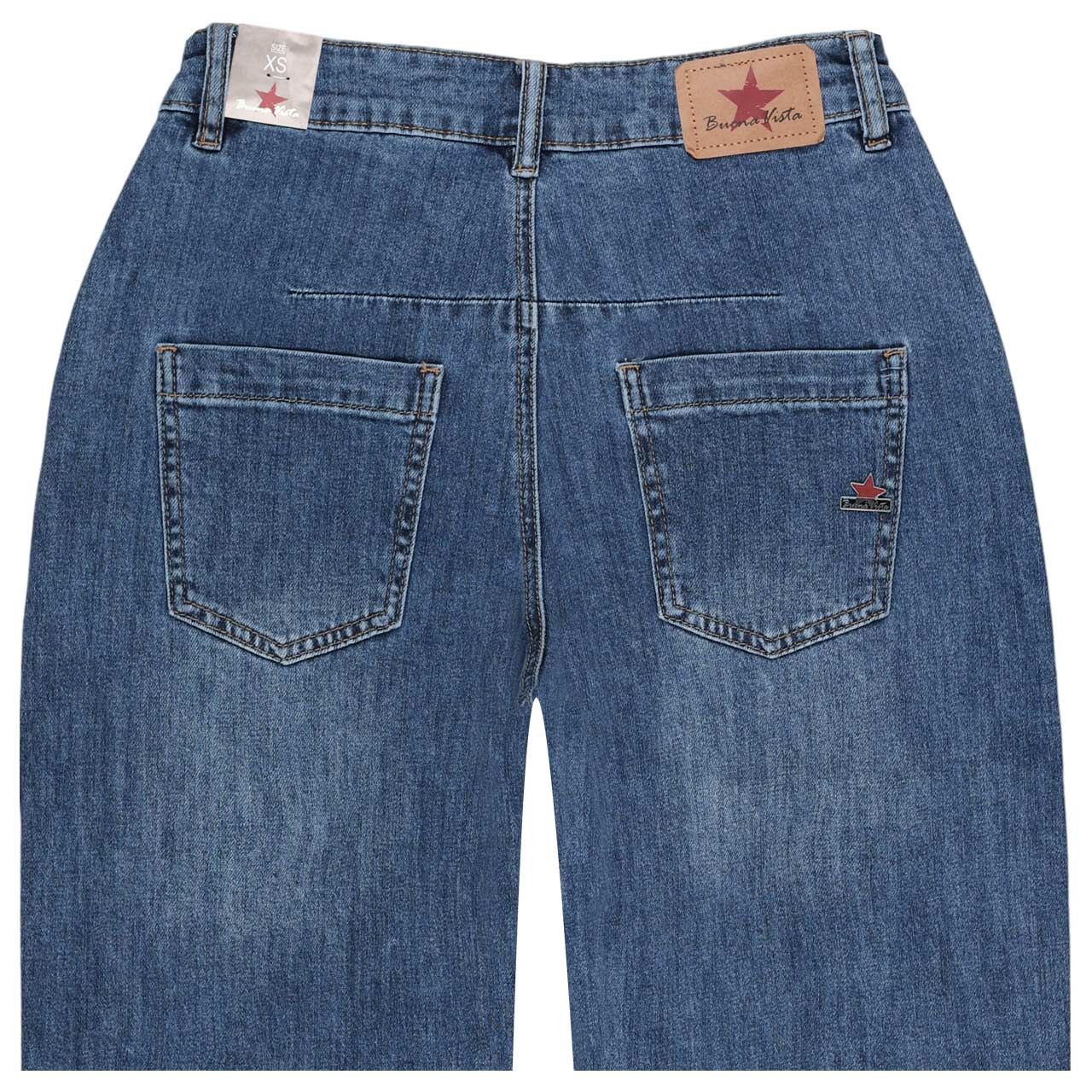 Damenjeans Barrel 7/8 Stretch Denim von Buena Vista in Blau verwaschen, detaillierte Rückansicht