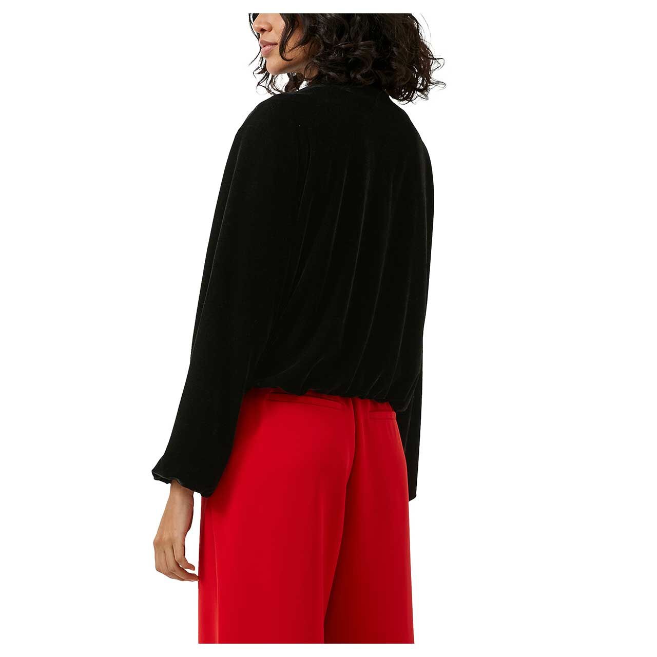 Damen Samt Sweatjacke von s.Oliver in Schwarz, Rückansicht am Model