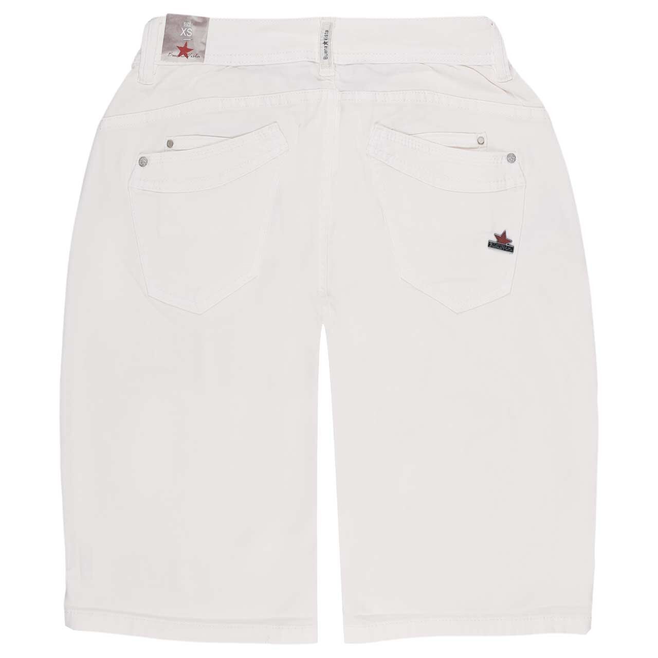 Damen Stretch Baumwollhose Malibu-Short Summer Twill von Buena Vista in Cremeweiß, detaillierte Rückansicht