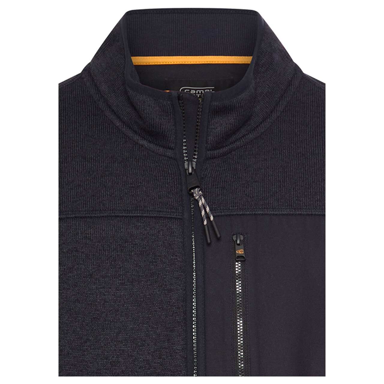 Herren Fleece Jacke von Camel active in Dunkelblau meliert, detaillierte Vorderansicht