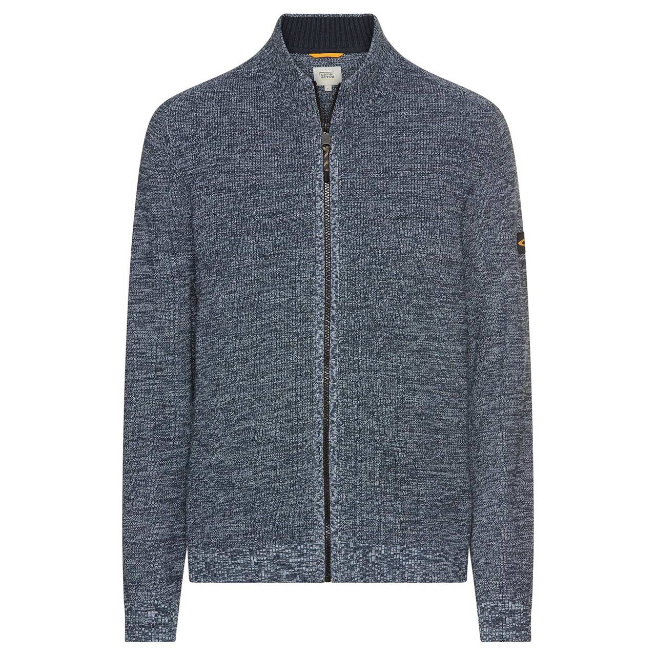 Camel active Herren Strickjacke tinted blue melange