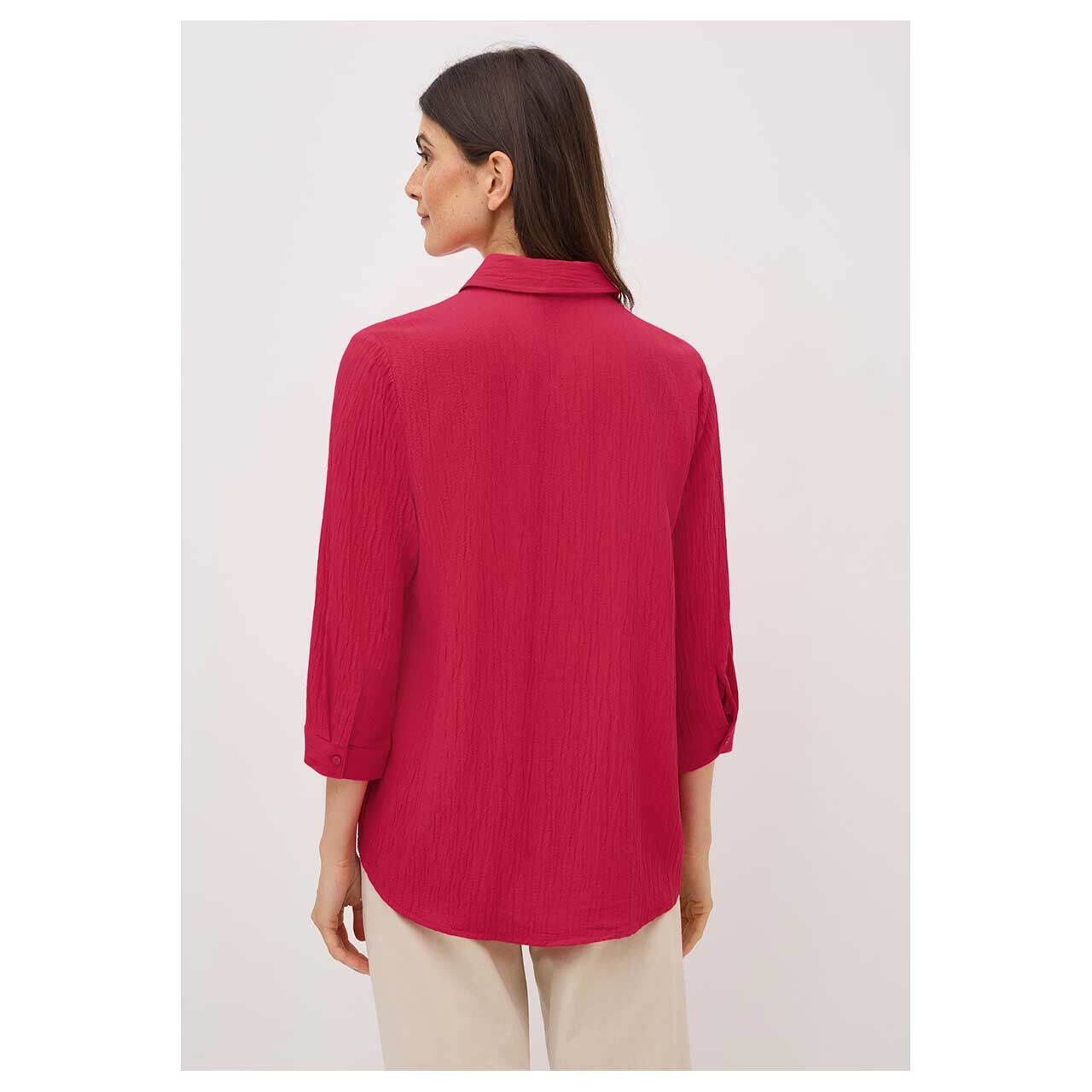 Damen 3/4 Arm Bluse Solid Structure von Cecil in Rot, Rückansicht am Model