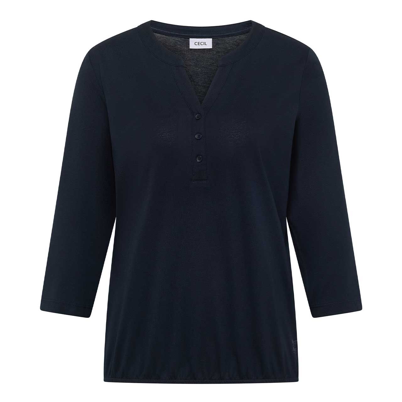 Cecil Damen 3/4 Arm Shirt Solid Button Tunic universal blue