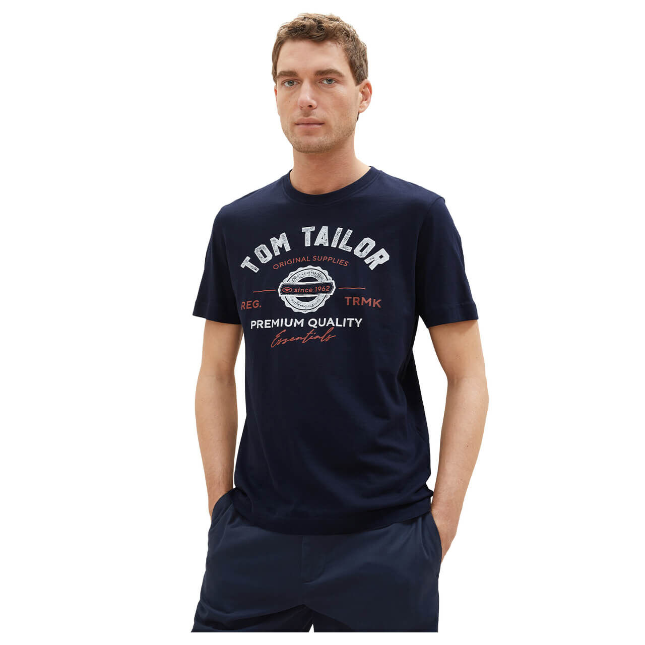 Tom Tailor Herren T-Shirt sky captain blue logo print