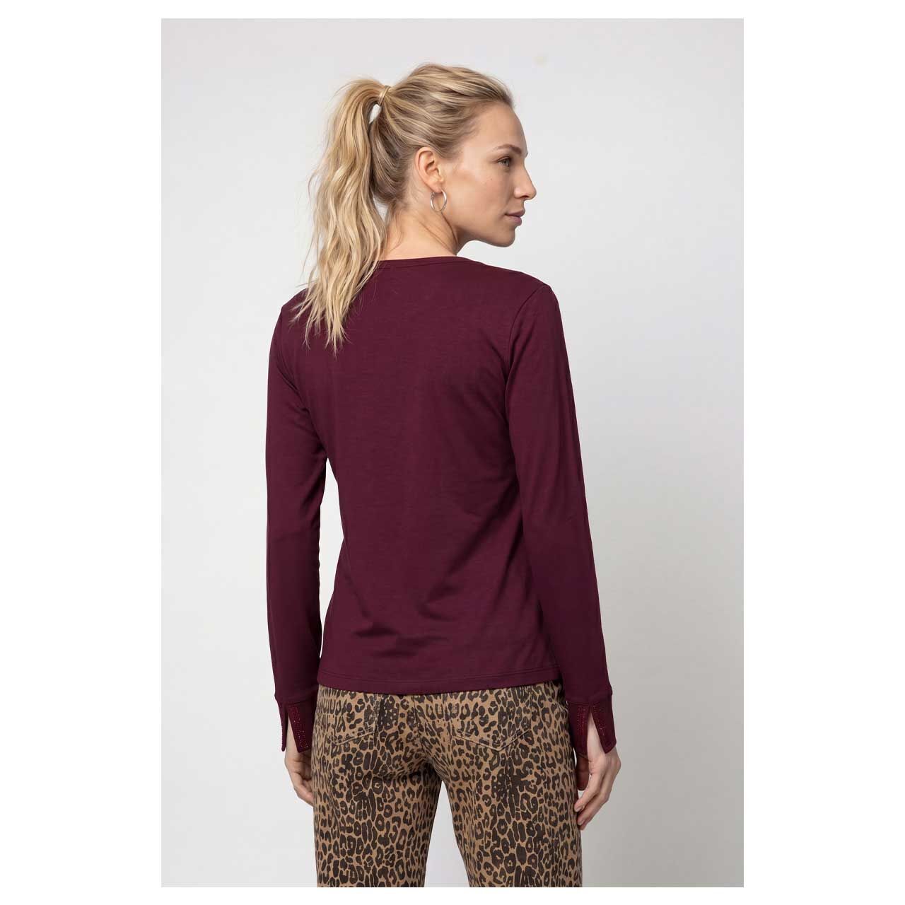 Damen Langarm Shirt von Monari in Lila, Rückansicht am Model