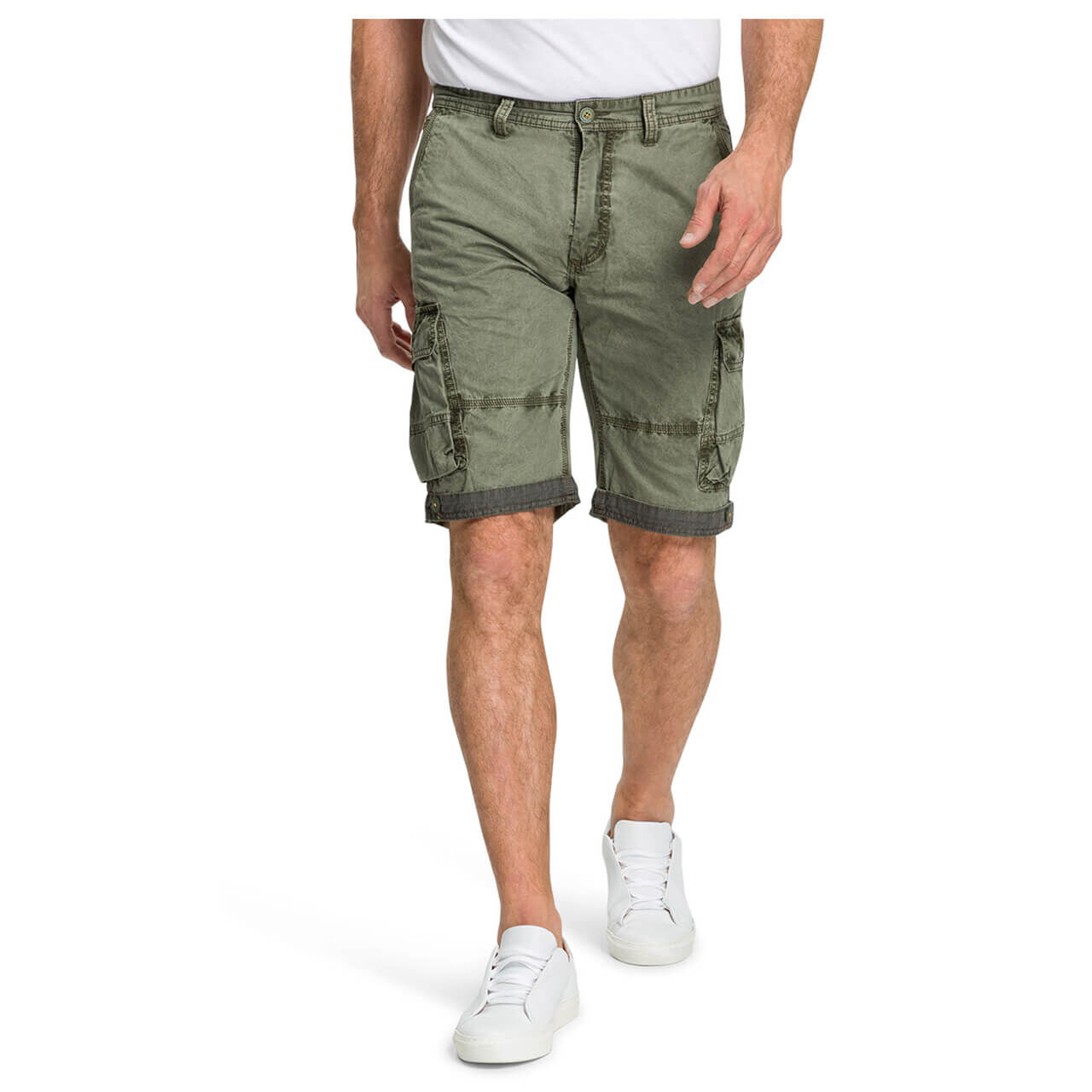 pioneer-jeans-cargo-collin-khaki-5104-ansicht-schritt Pioneer Collin Cargo Baumwollhose für Herren in Grün, FarbNr.: 5104