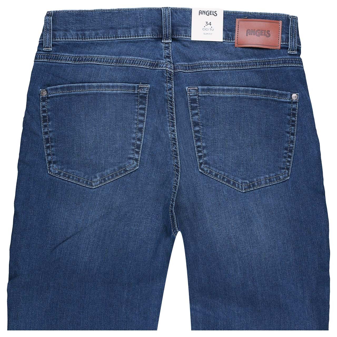 Stretch Damen 3/4 Jeans Cici TU von Angels in Blau angewaschen, Rückansicht