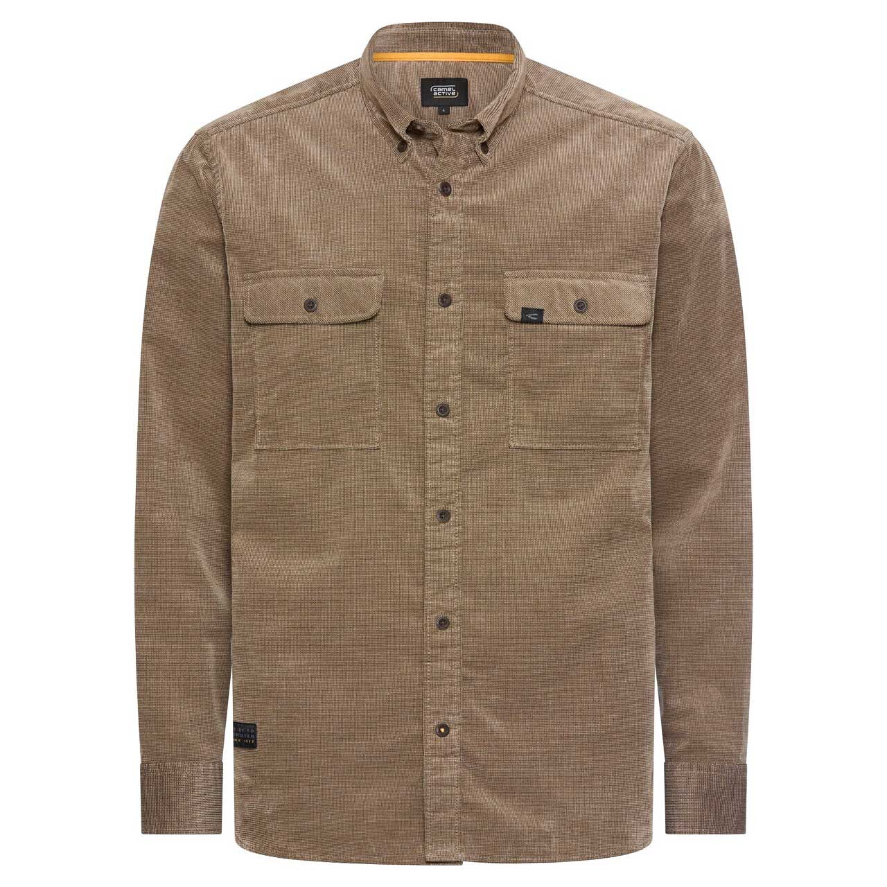 Camel active Herren Langarm Cord Hemd sepia brown