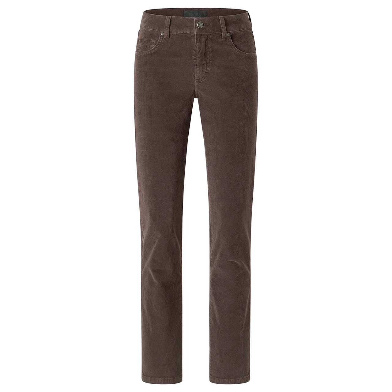 Stretch Damen Cordhose Cici von Angels in Dunkelbraun, Vorderansicht
