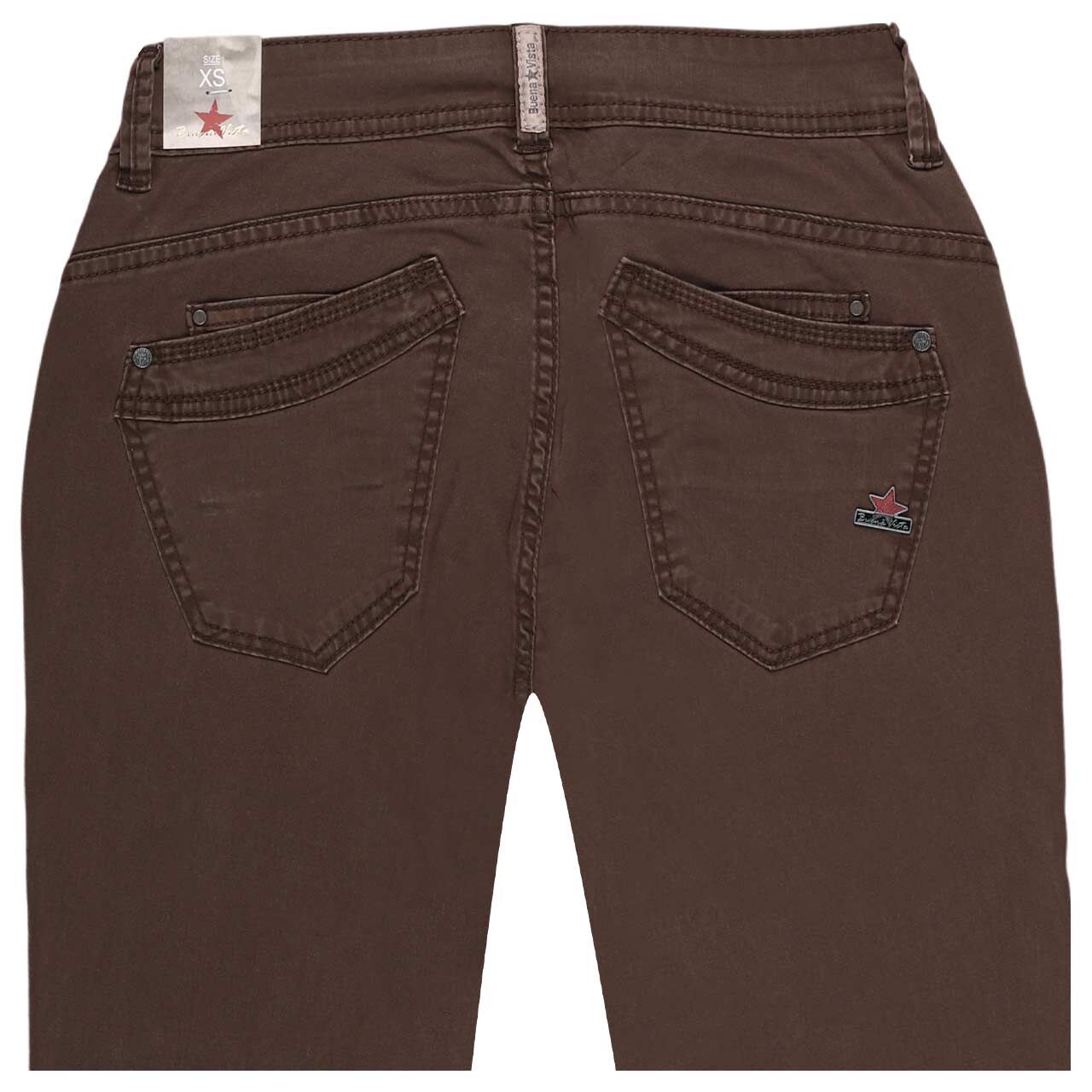 Damen Ankle Baumwollhose Malibu Cropped Stretch Twill von Buena Vista in Braun, detaillierte Rückansicht