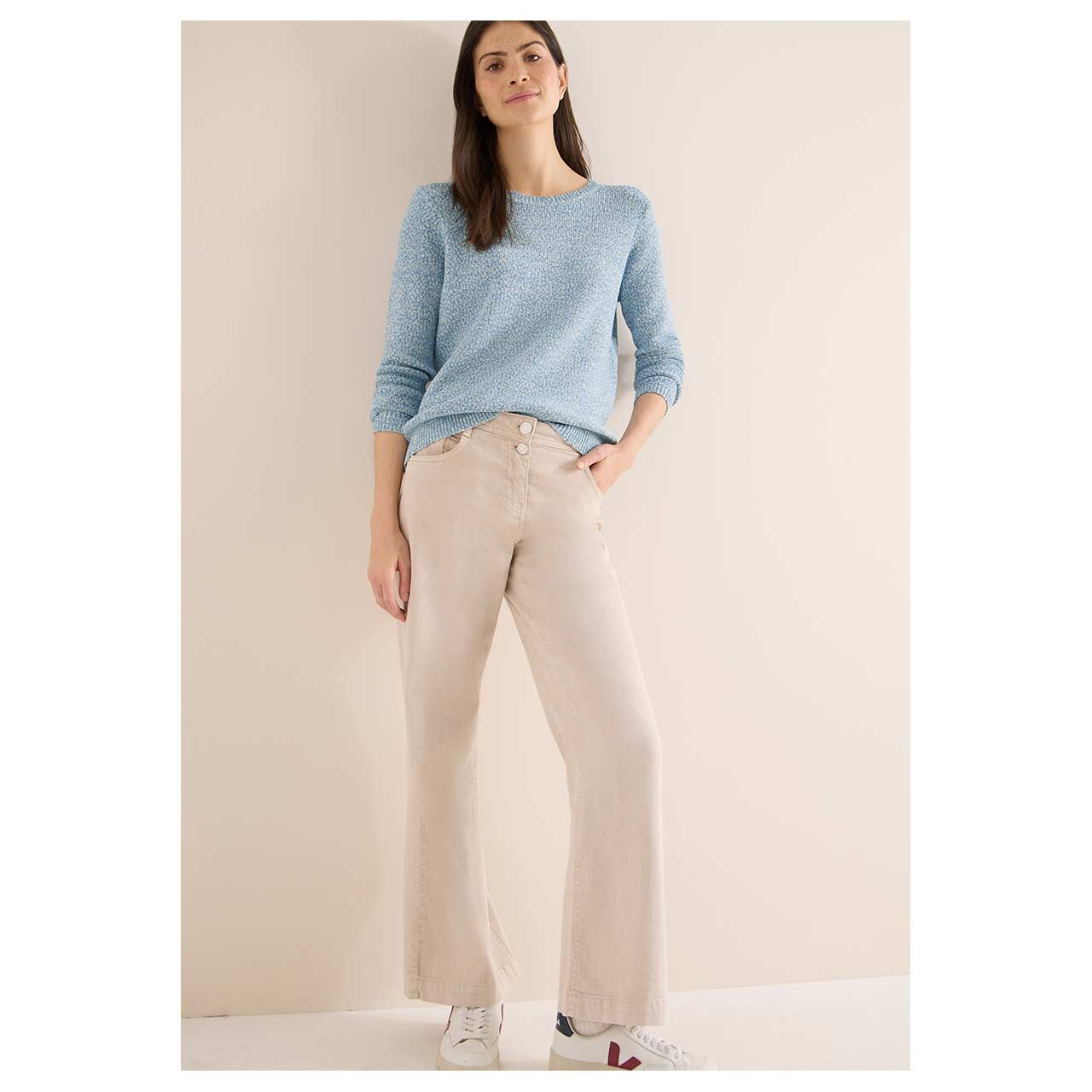 Damen Pullover Space Dye Tape von Cecil in Blau meliert, Ganzkörperansicht am Model