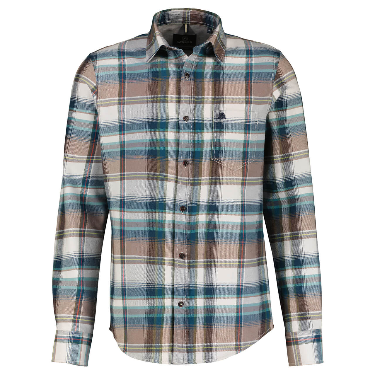 Lerros Herren Langarm Hemd fog white blue checked 