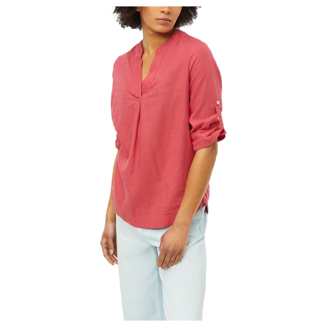Damen 3/4 Arm Bluse von s.Oliver in Pink, seitliche Vorderansicht am Model