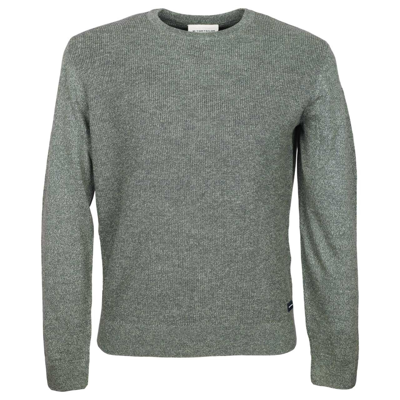 Tom Tailor Herren Pullover Multi Color Crew Neck Knit darkest olive tonal mouline