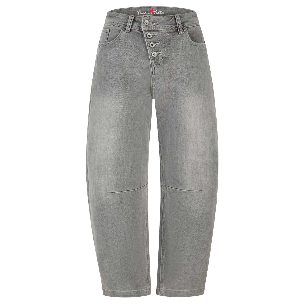 Damenjeans Malibu 7/8 Relaxed Stretch Denim von Buena Vista in Hellgrau angewaschen, Vorderansicht