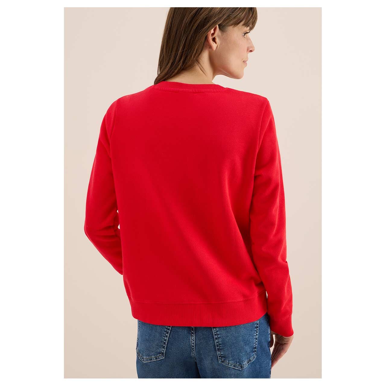 Cecil Damen Sweatshirt in Rot mit Print, Rückansicht Model