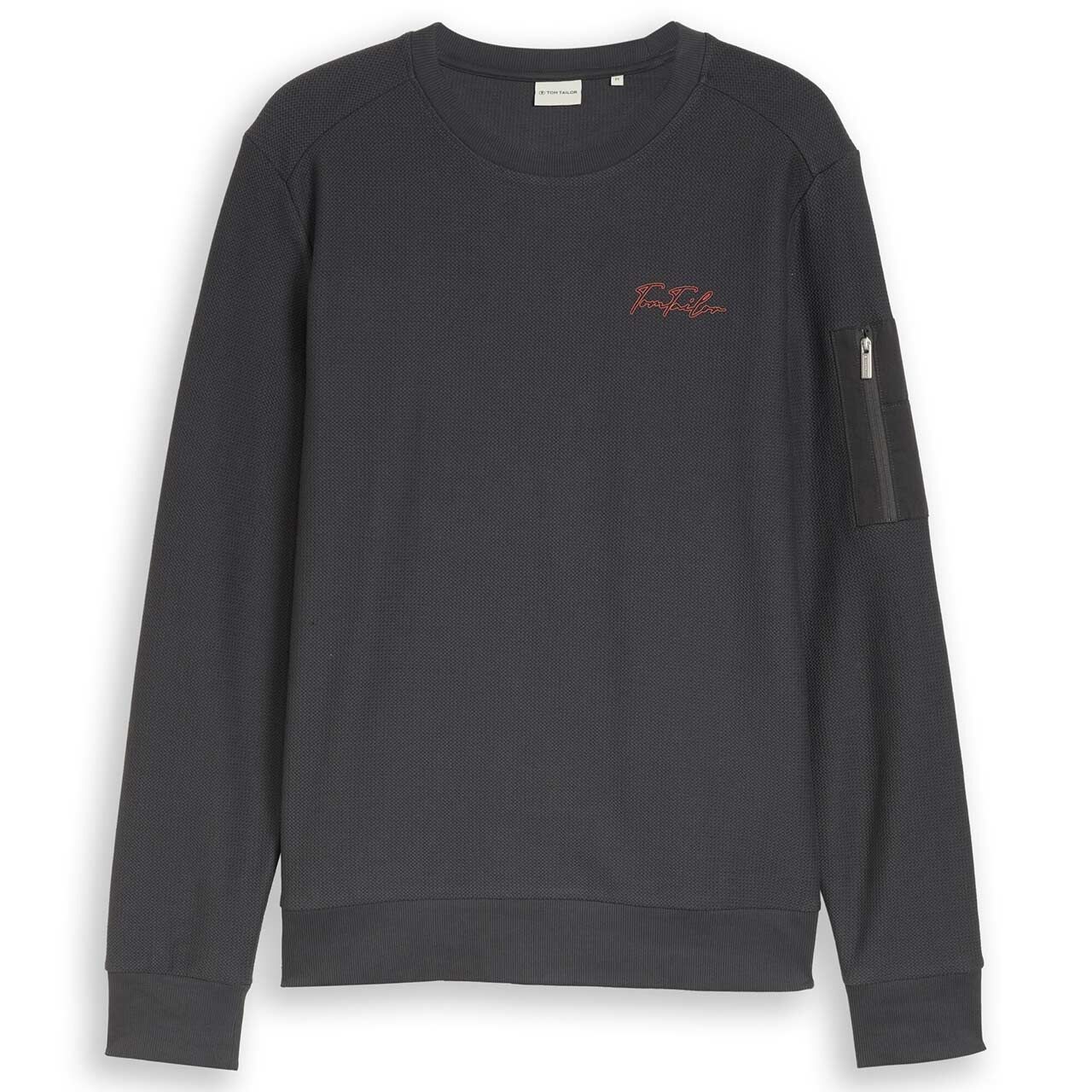 Tom Tailor Herren Sweatshirt Structured Crewneck tarmac grey