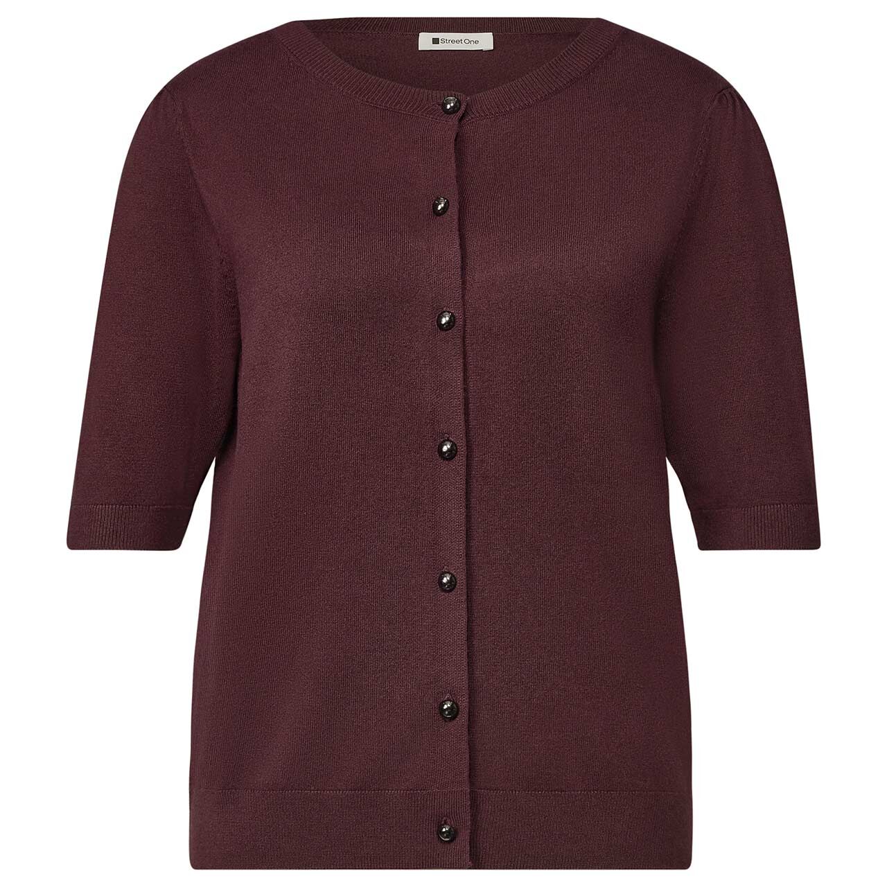 Street One Damen Kurzarm Strickjacke Short Sleeve Cardigan rustic rouge