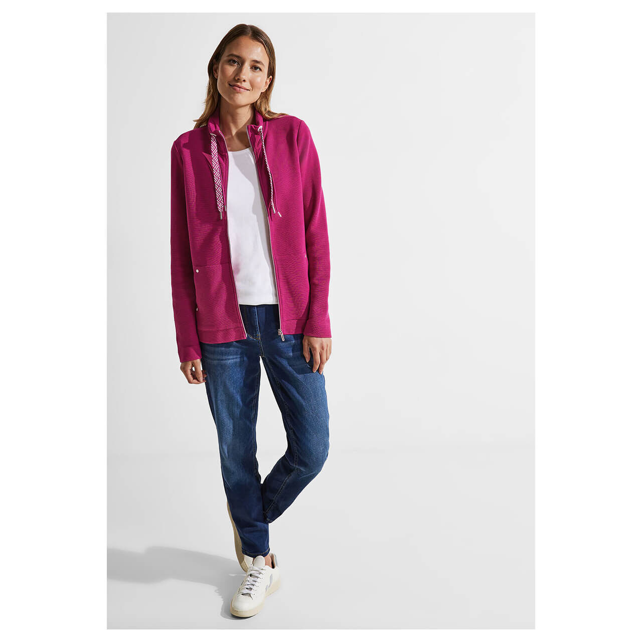 Cecil Solid Structure Sweatjacke cool pink