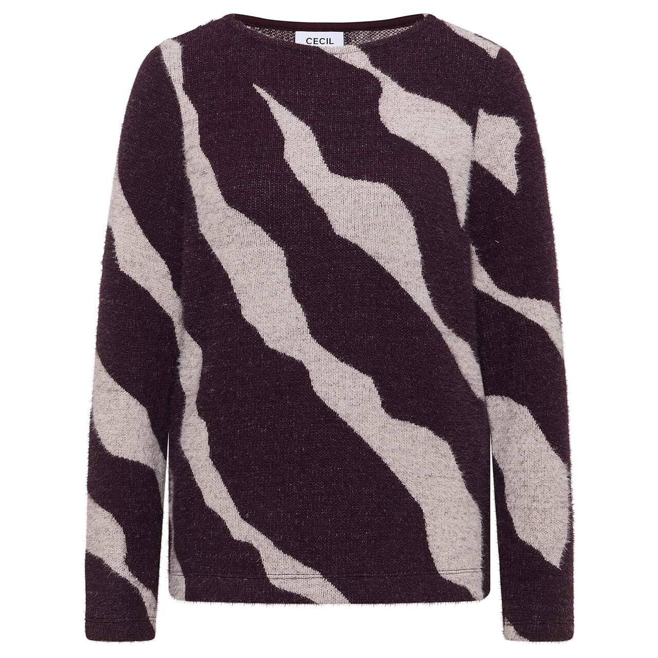 Cecil Damen Pullover Big Feather Yarn eggplant red