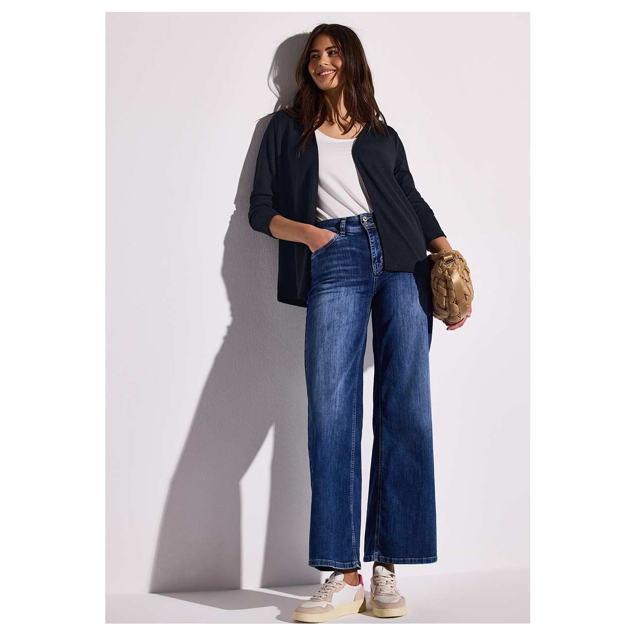 Street One Damen Strickjacke Nette Knit Look deep blue