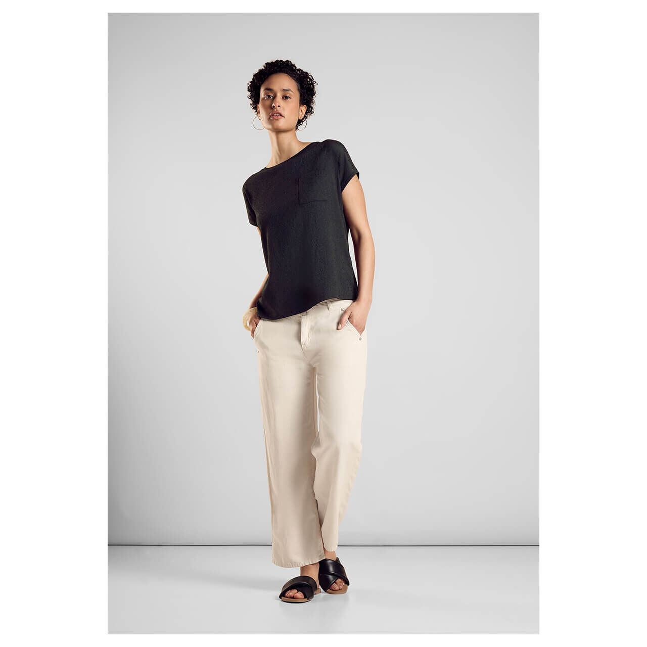 Street One Damen T-Shirt Structure Mix black
