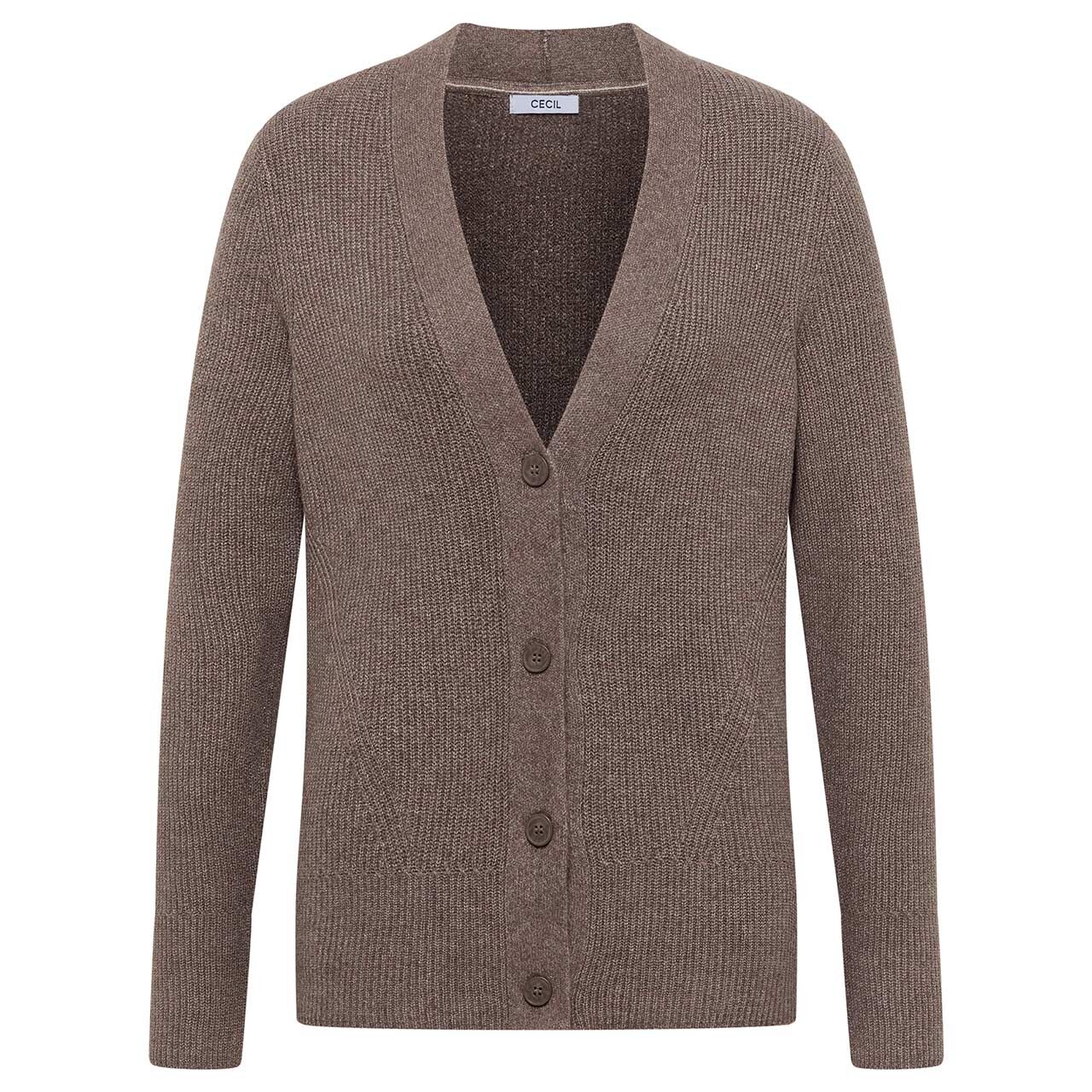 Cecil Damen Strickjacke Cosy Rib Mix Cardigan mushroom taupe melange
