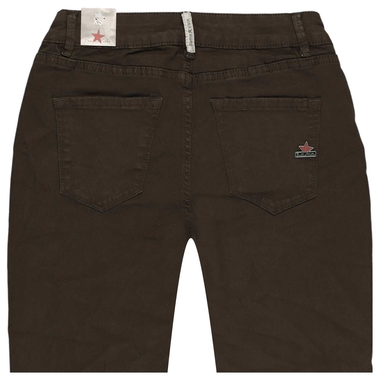Damen Baumwollhose Italy V 7/8 Stretch Twill von Buena Vista in Dunkelbraun, detaillierte Rückansicht