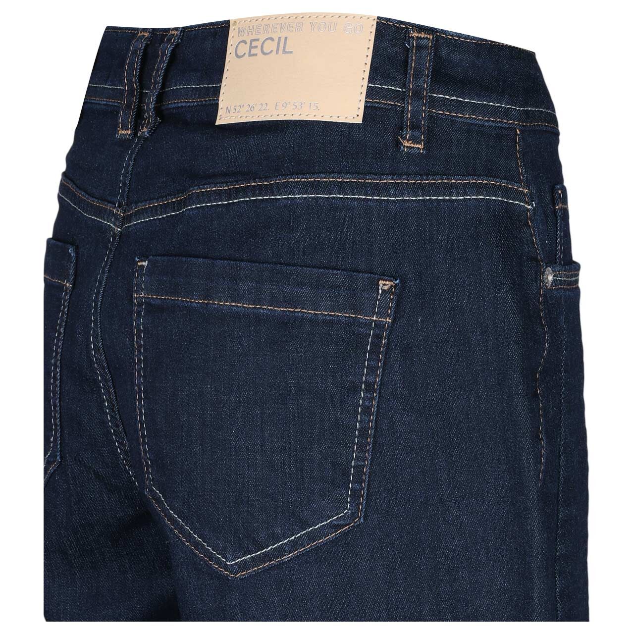 Damen Ankle Jeans Scarlett Barrel von Cecil in Dunkelblau, detaillierte Rückansicht