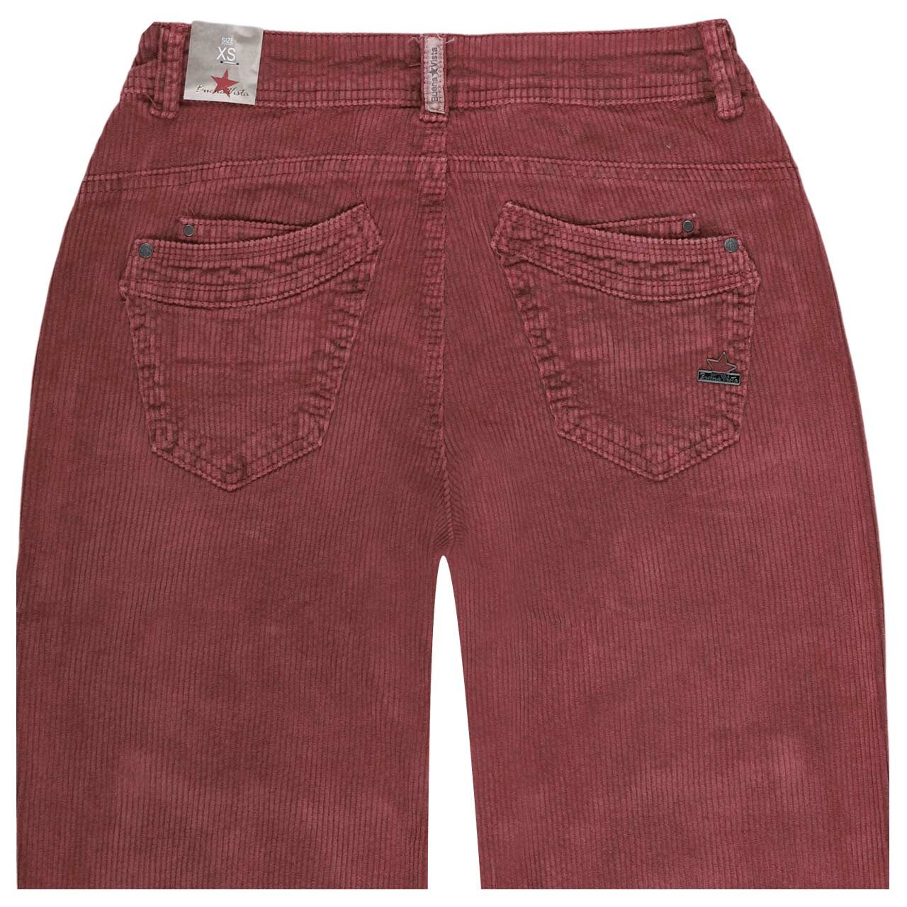 Damen Cordhose Malibu 7/8 Relaxed Corduroy von Buena Vista in Weinrot, detaillierte Rückansicht