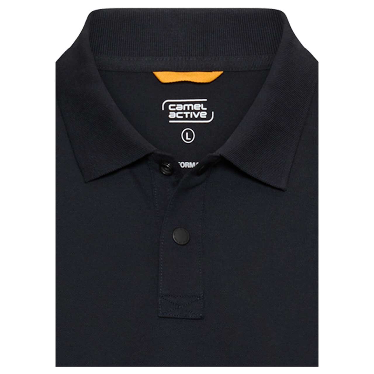 Herren Poloshirt von Camel active in Dunkelblau, detaillierte Vorderansicht Kragen