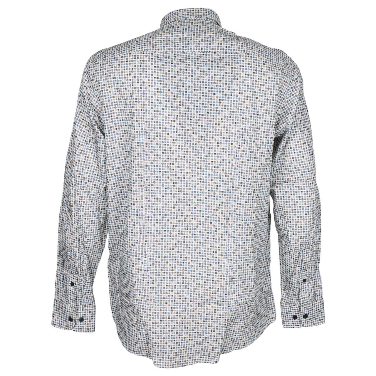 Herren Langarm Hemd von Casa Moda in Cremeweiß mit Print, Rückansicht