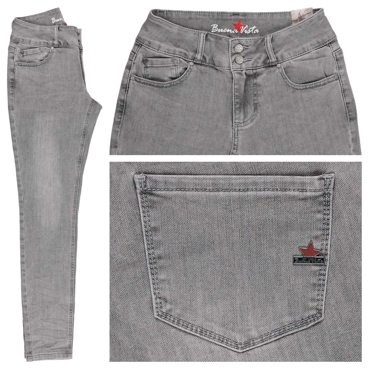 Buena Vista Tummyless Cropped Stretch Denim Ankle Jeans grey denim