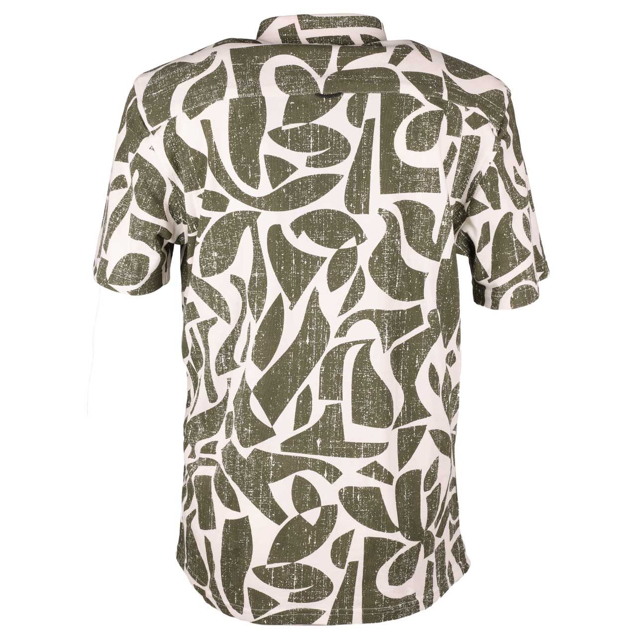 Camel active Herren 1/2 Arm Hemd ecru green print