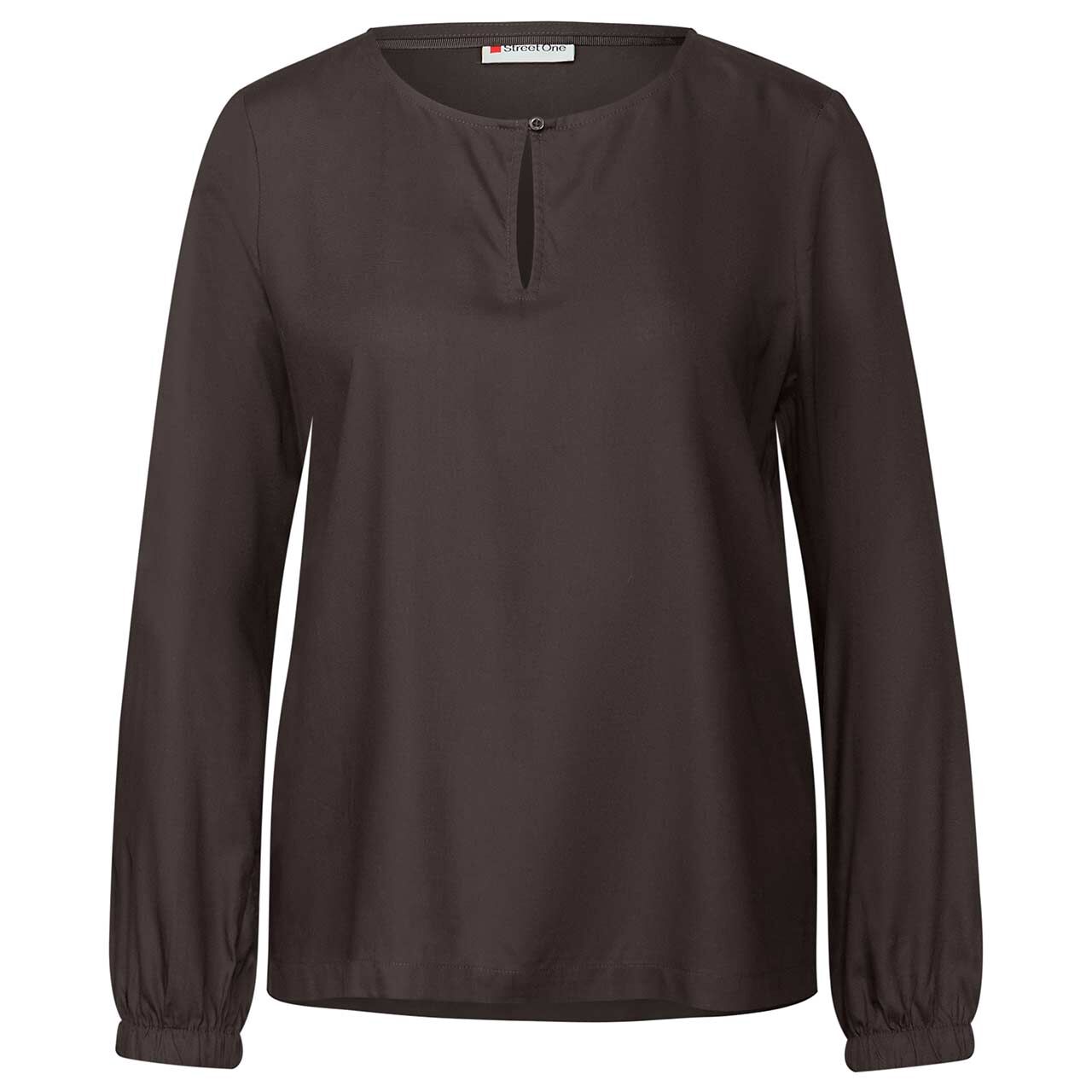 Street One Damen Langarm Bluse Roundneck Slit deep roast brown