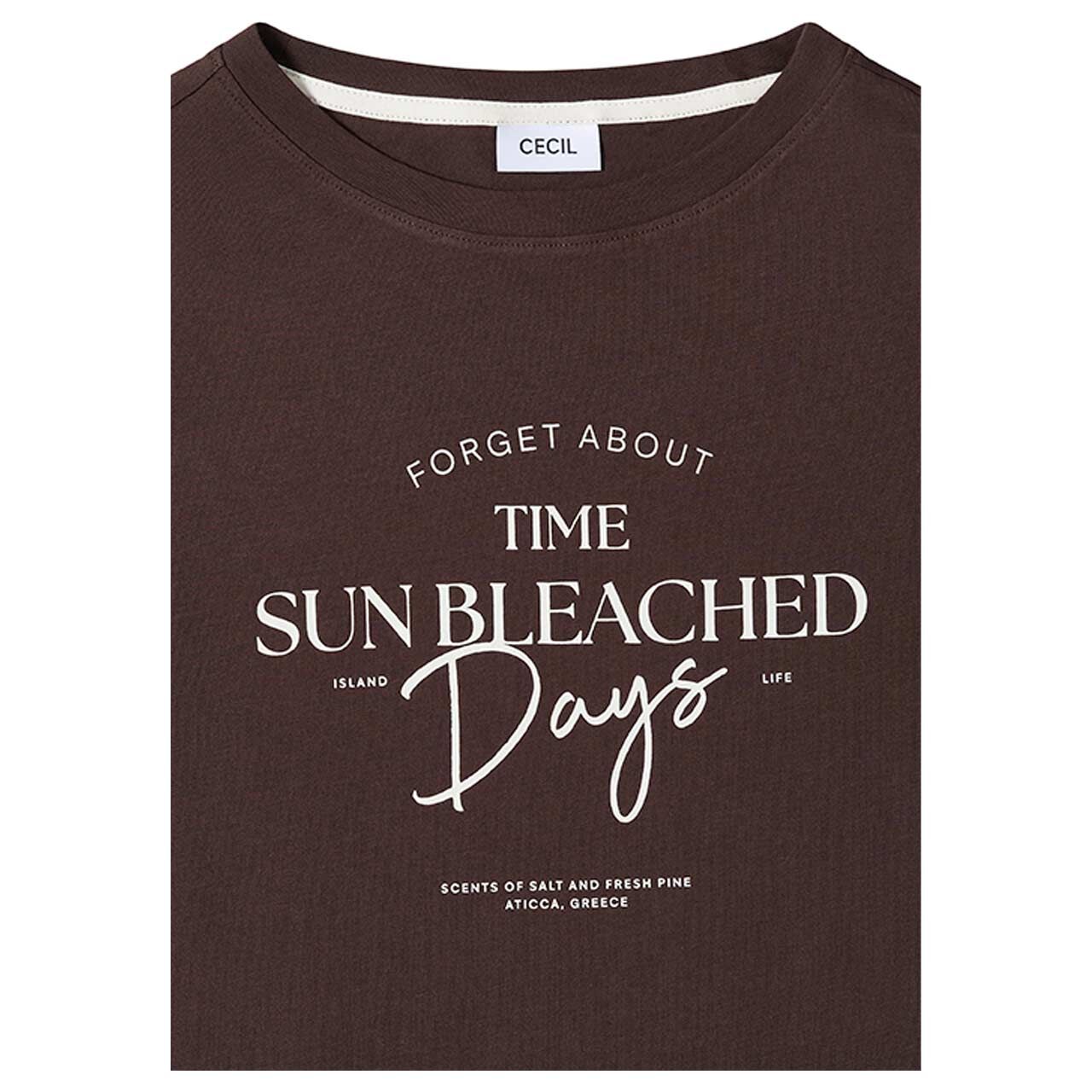 Cecil Damen T-Shirt Sun Bleached Days brown cacao