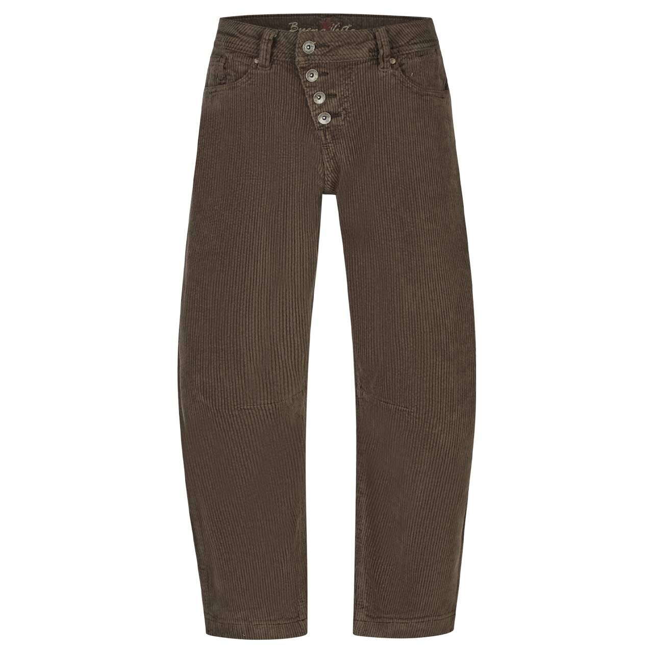 Damen Cordhose Malibu 7/8 Relaxed Corduroy von Buena Vista in Dunkelbraun, Vorderansicht