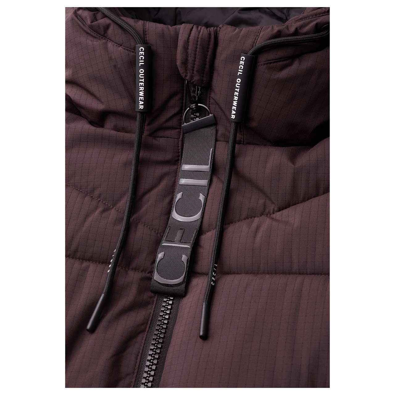 Cecil Damen Mantel Long Quilted berry red